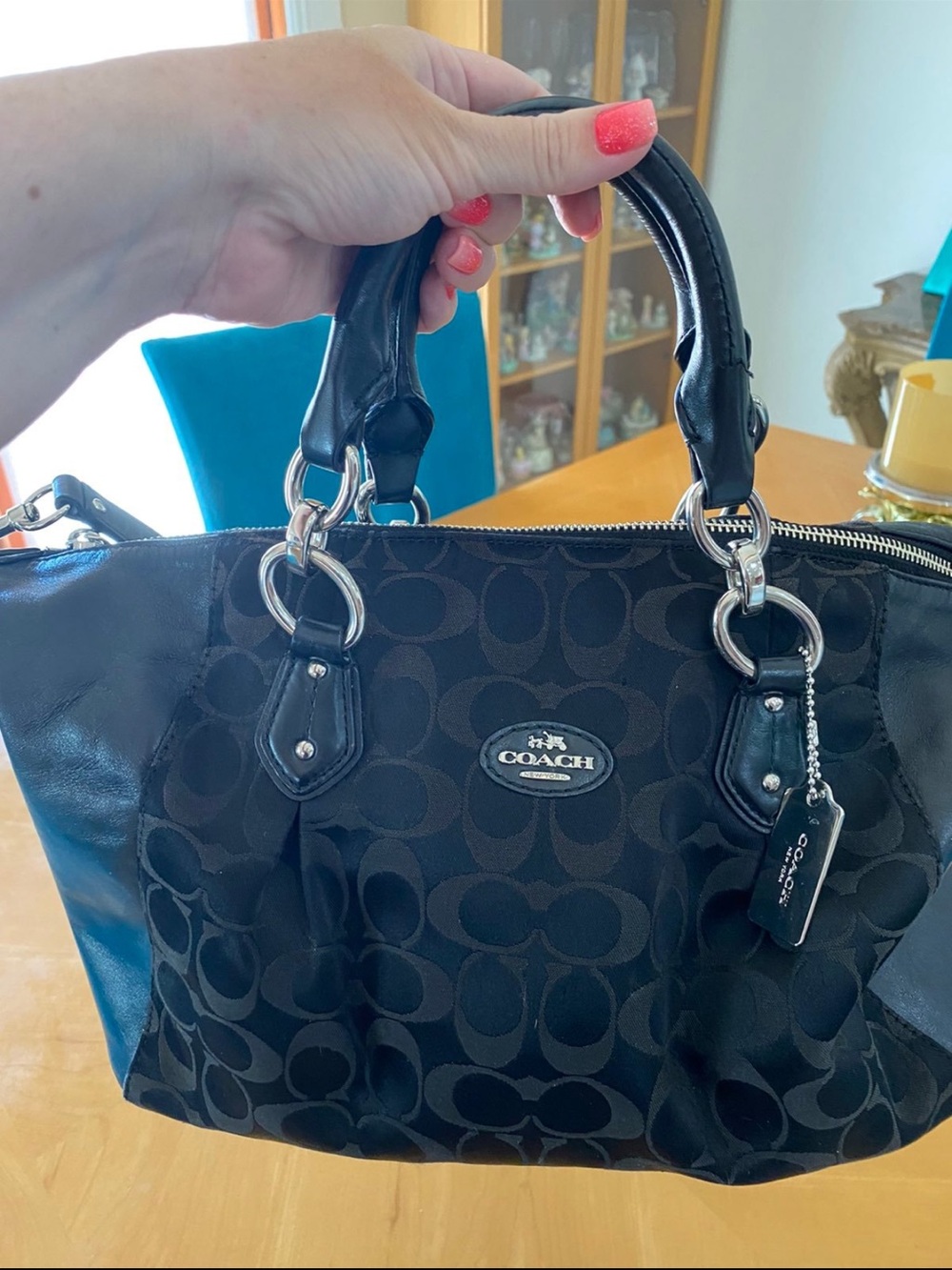 Coach black signature  shoulder bag